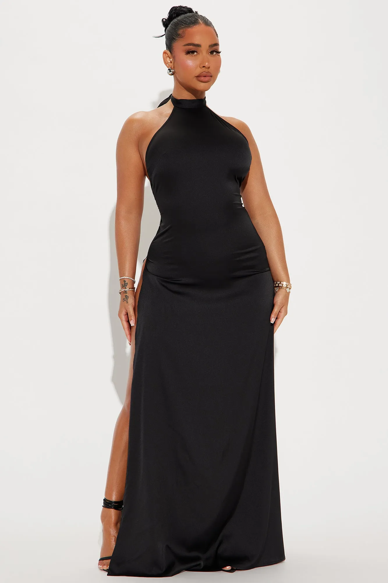 Living Lux Satin Maxi Dress - Black