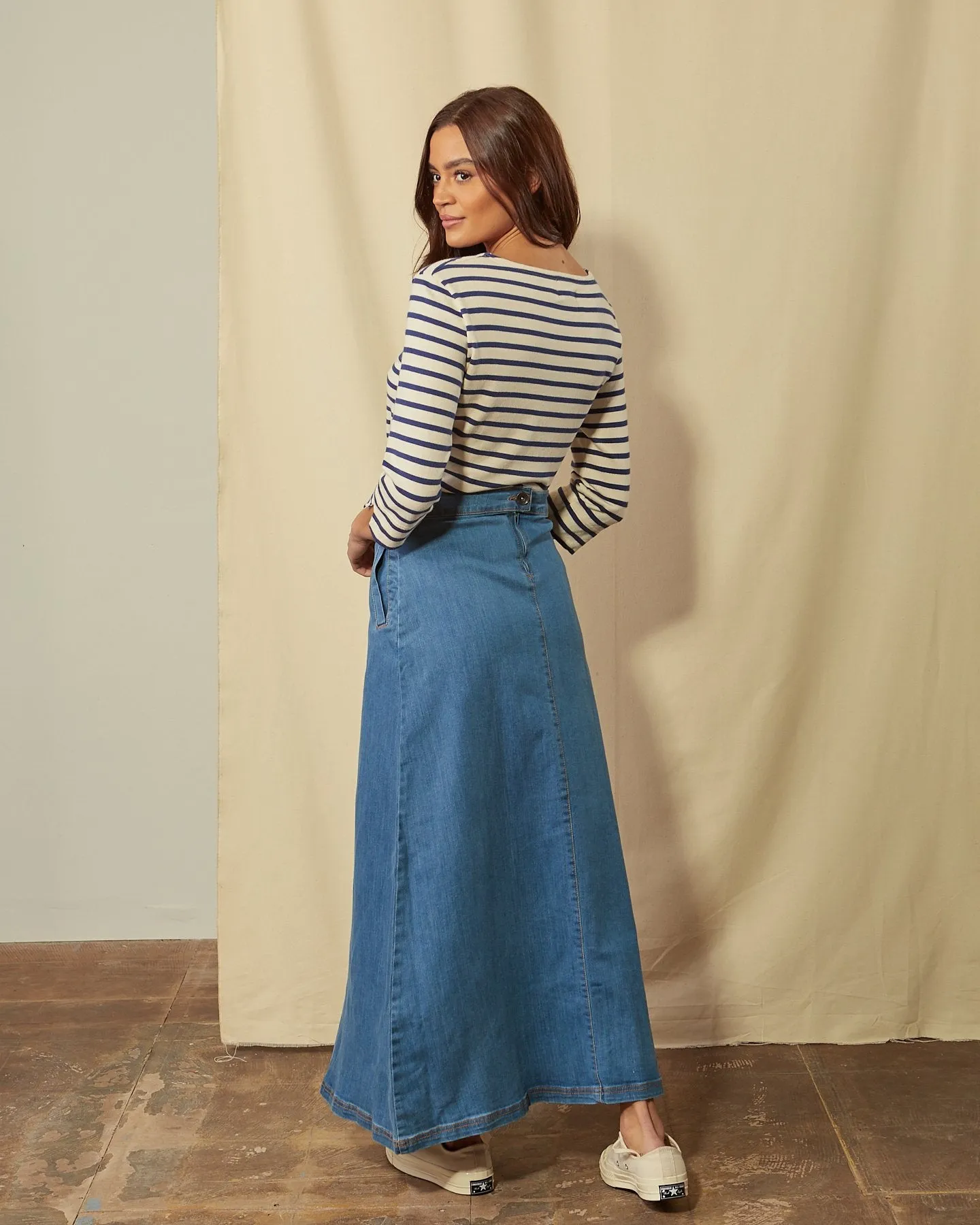 LOTTIE Long Denim Skirt - Pale Wash