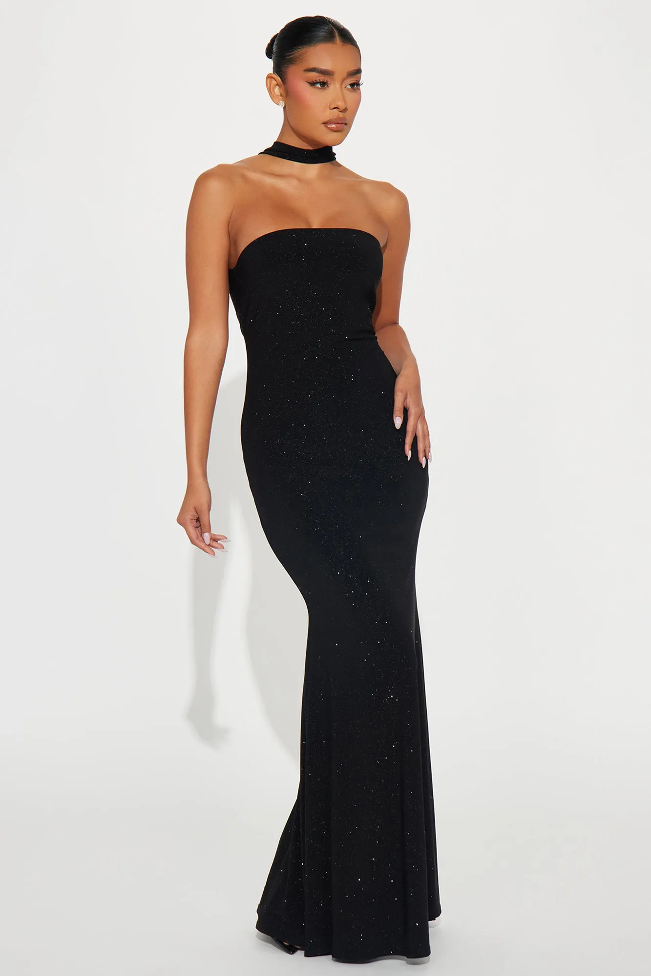 Maylee Glitter Maxi Dress - Black