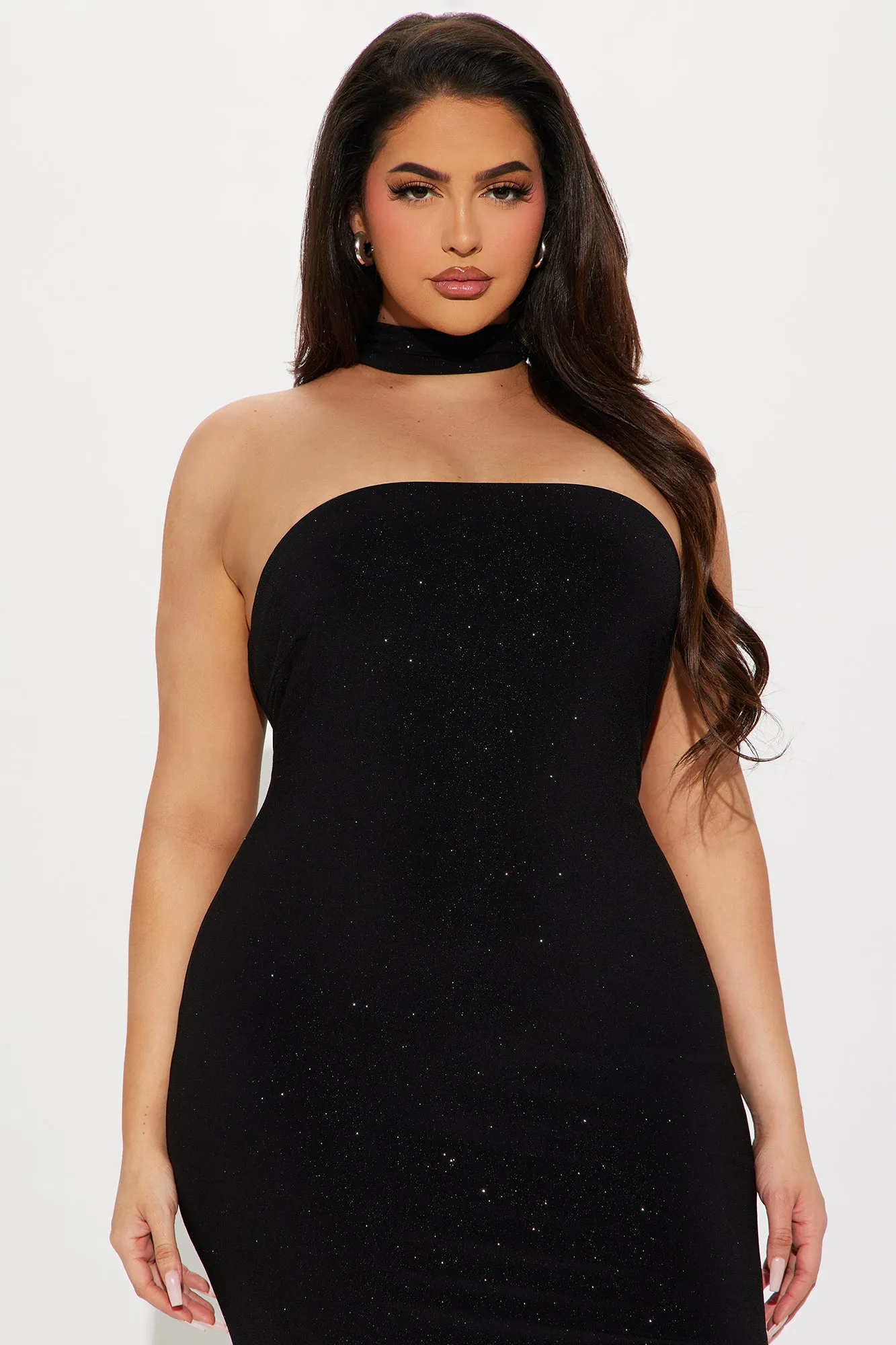 Maylee Glitter Maxi Dress - Black