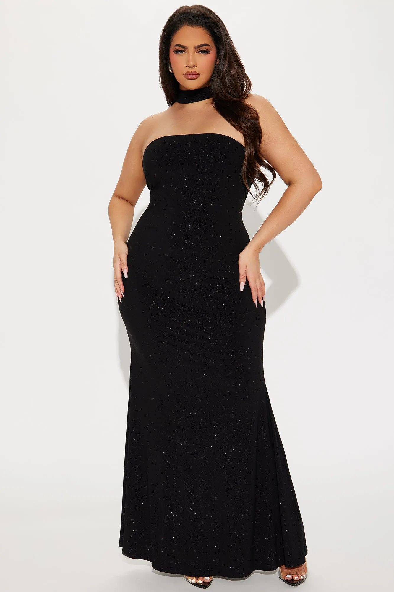 Maylee Glitter Maxi Dress - Black