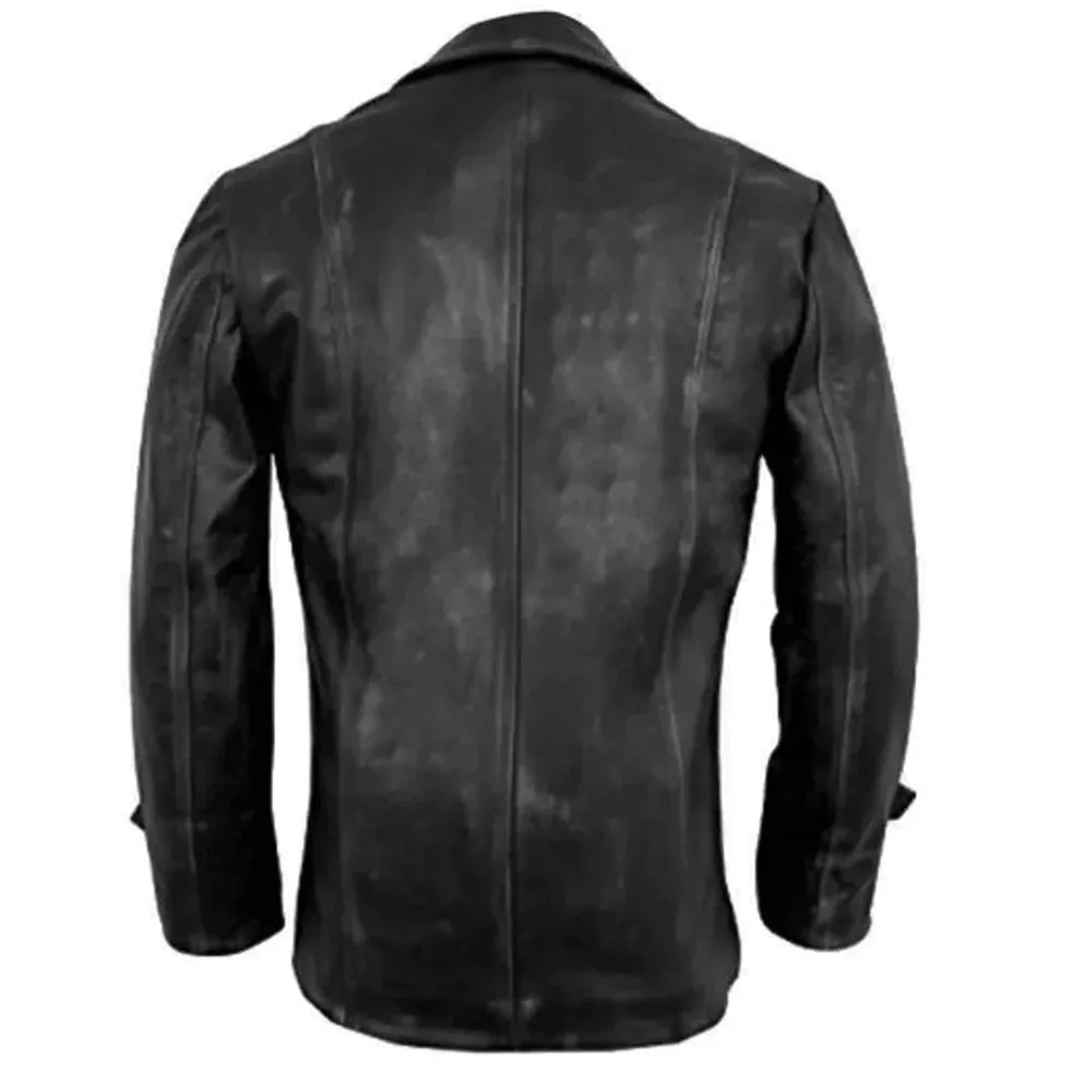 Mens Cafe Racer Biker Distressed Leather Jacket Coat