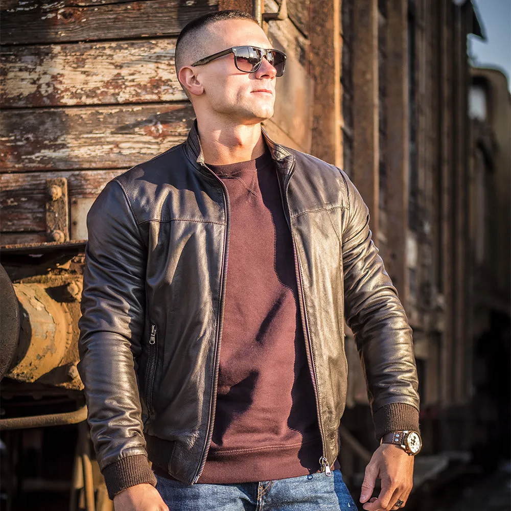 Men's Cafe Racer Leather Jacket | KC Leather Signature Range - Roberto