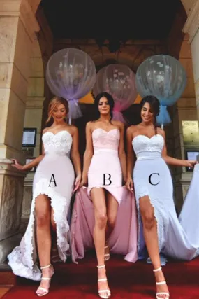 Mermaid Sweetheart Lace Applique Long Bridesmaid Dress