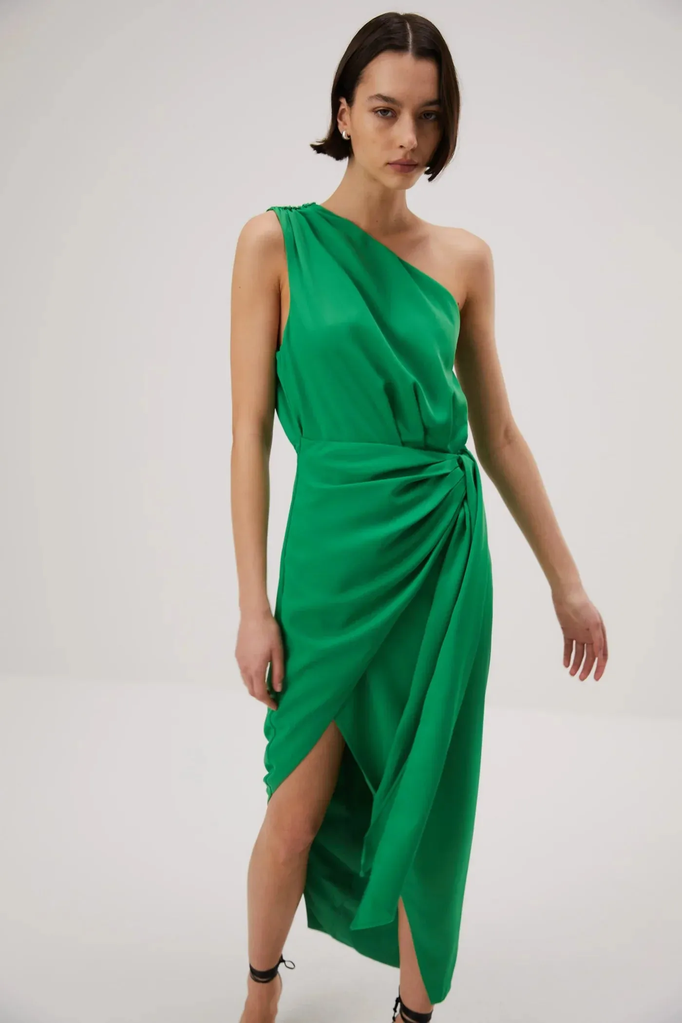 Misha Brooks Satin Midi Dress - Island Green