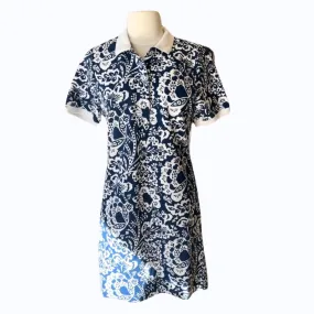 Navy & White Floral Polo Dress