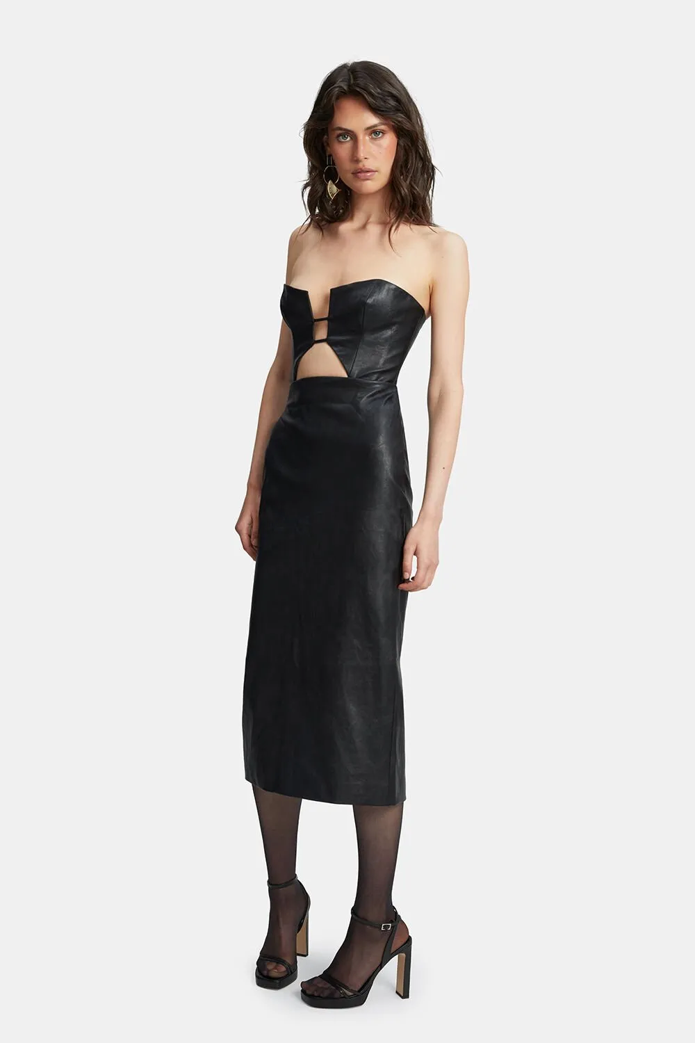 Nefeli Vegan Leather Dress - Black