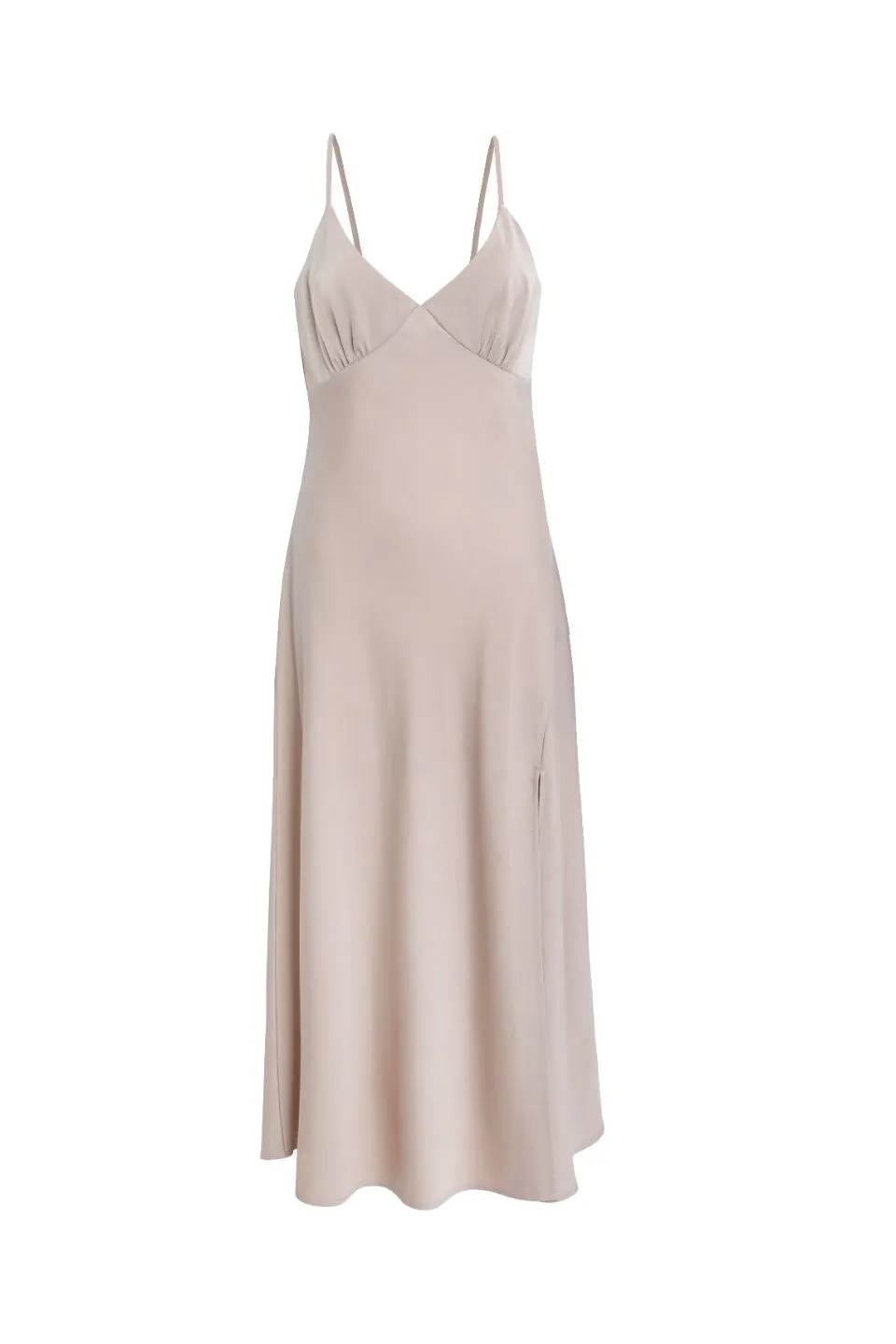 Otherworldly Latte Satin Bias Slip Dress