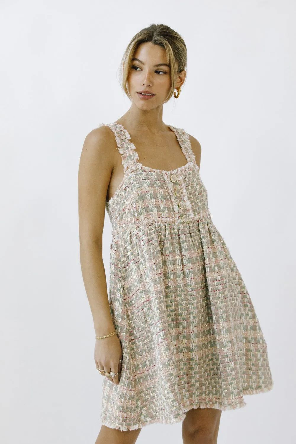 Pink Multi-Color Knit Gingham Sleeveless Maternity Dress