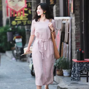 Pink Women Dresses Casual Summer Women Dresses Long Women Dresses MDYP9757