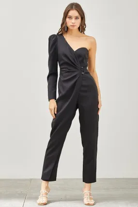 Robyn one shoulder jumpsuit, Black