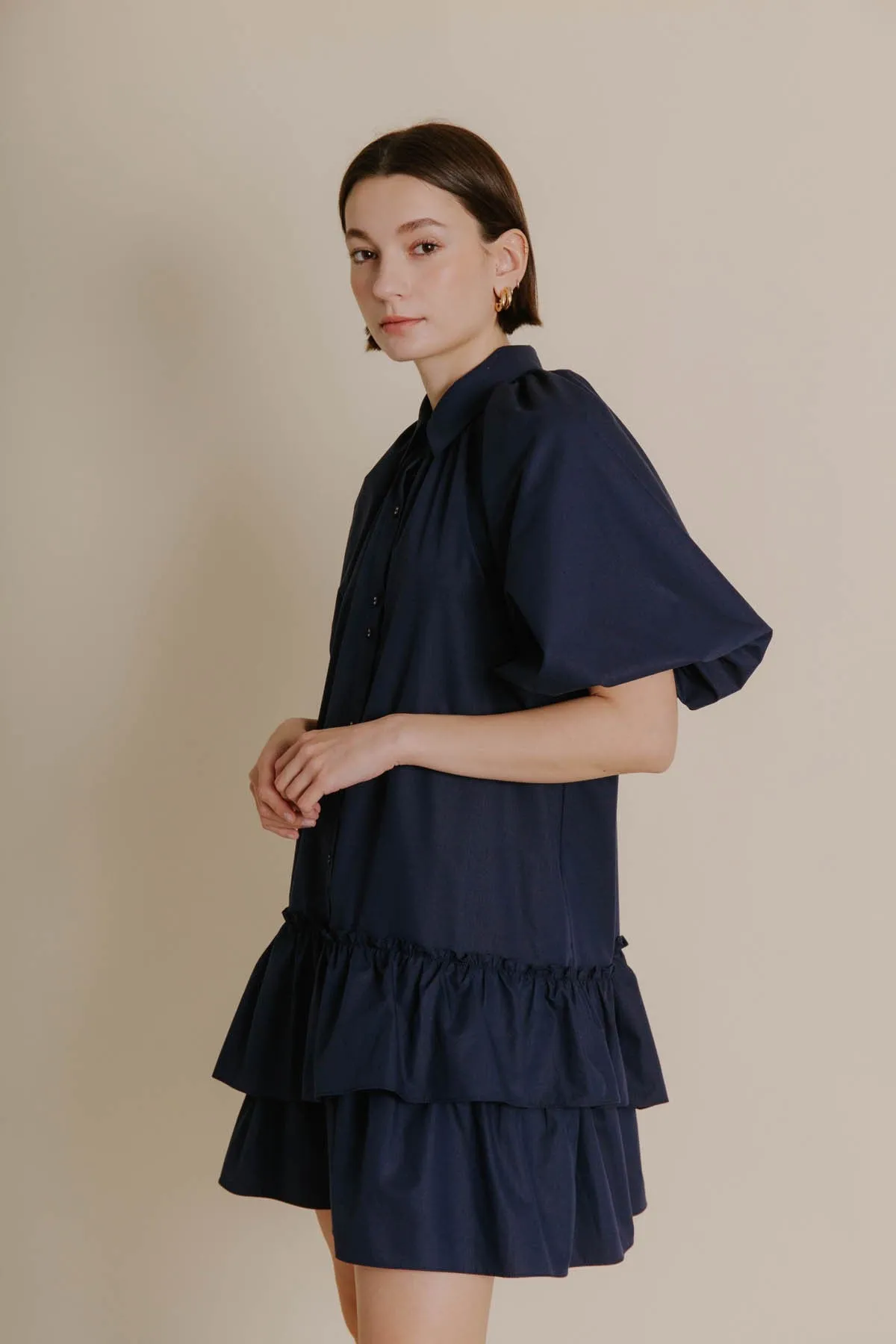 Ruffle Tiered Shirt Dress