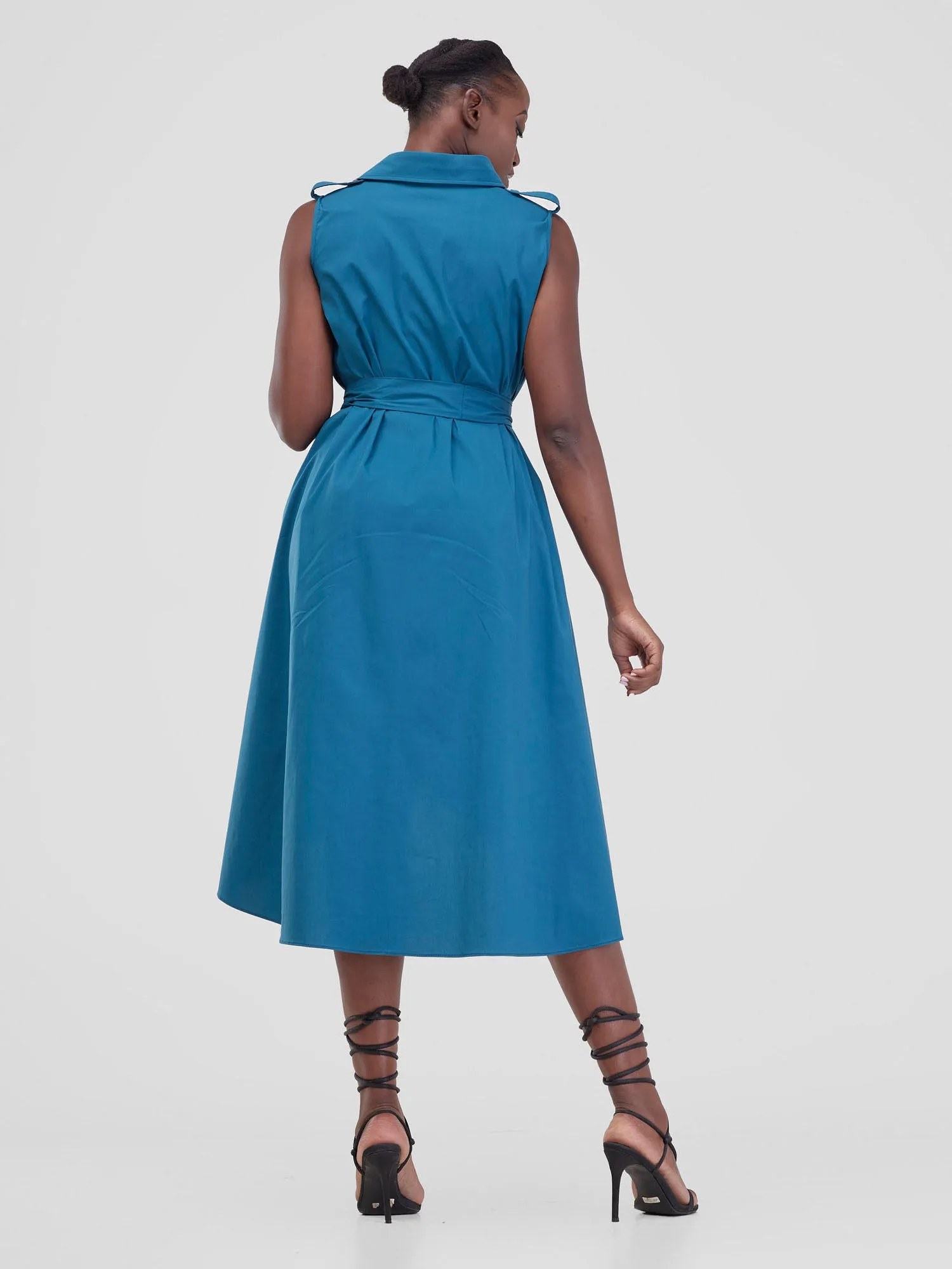 Safari Zene High Low Shirt Dress - Teal