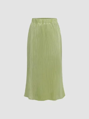 Satin Striped Textured A-Line Skirt