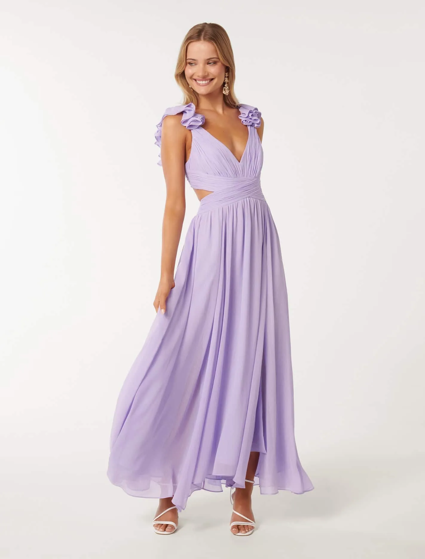 Selena Ruffle Shoulder Maxi Dress