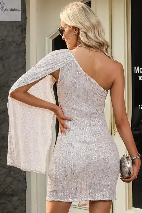 Sequin Mini Dress One Shoulder