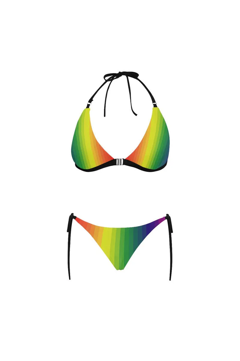 Spectral Splendor Buckle Front Halter Bikini Swimsuit