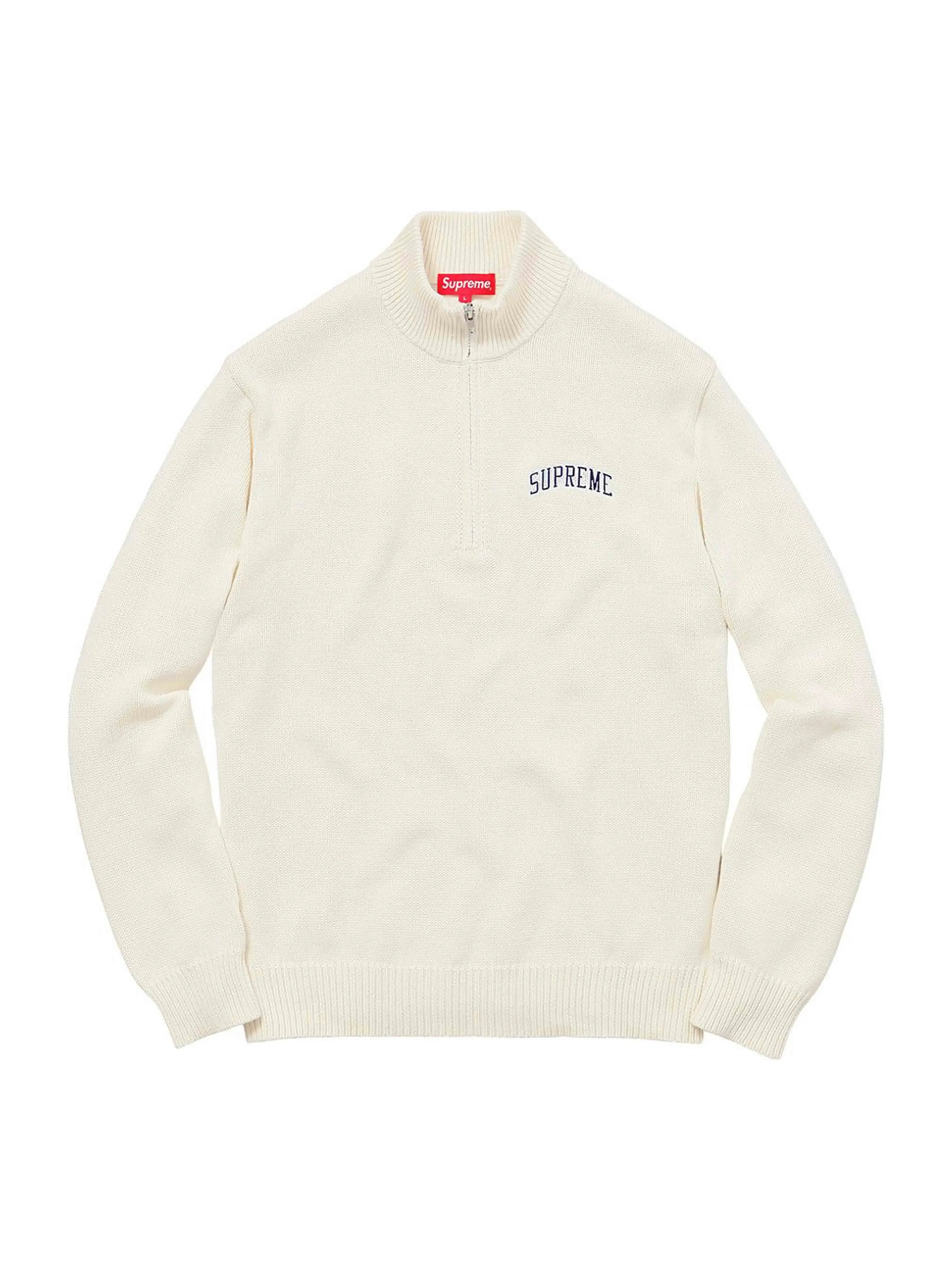 Supreme Arc Logo Quarter Zip Sweater Cream [FW16] M