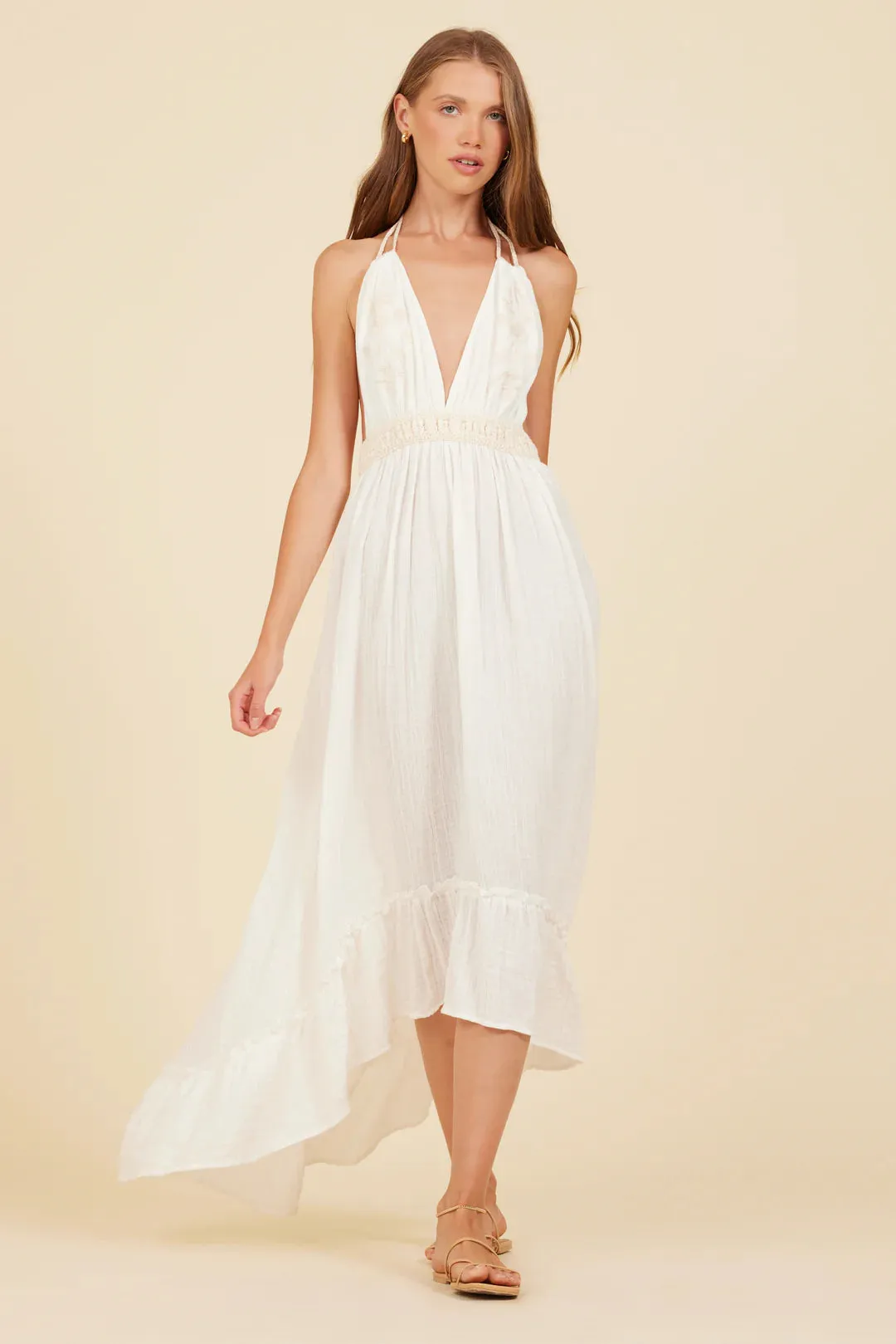 Surf Gypsy Gauze Halter Maxi Dress