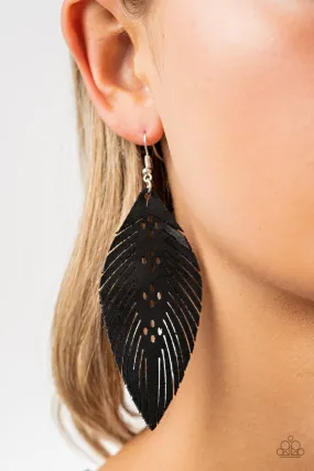 Wherever The Wind Takes Me - Black Paparazzi Earrings