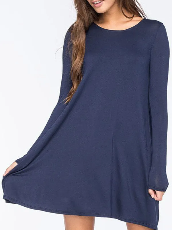 Women Casual Long Sleeve Loose Dress