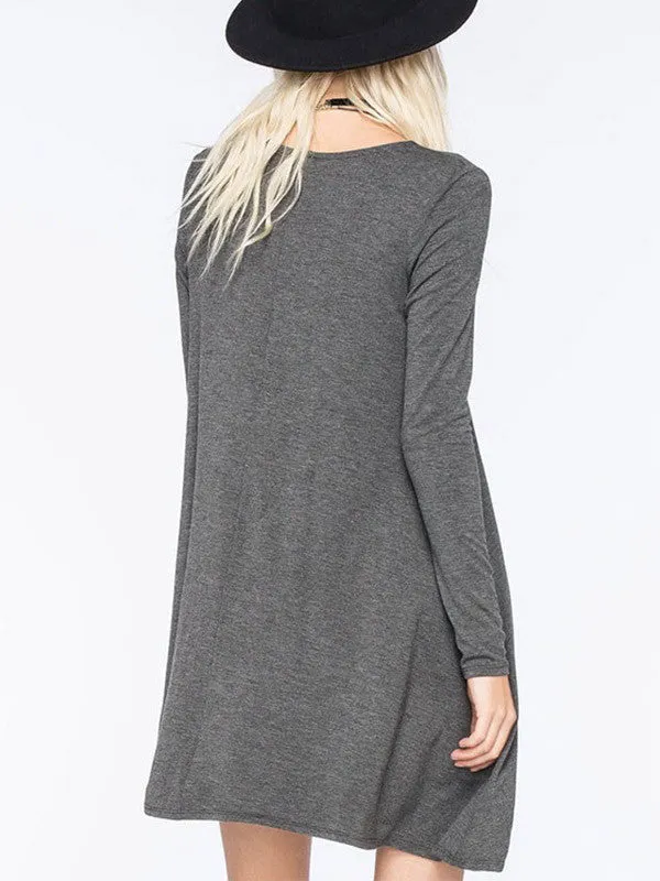 Women Casual Long Sleeve Loose Dress