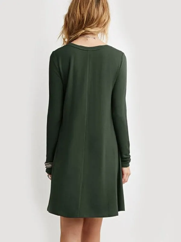 Women Casual Long Sleeve Loose Dress