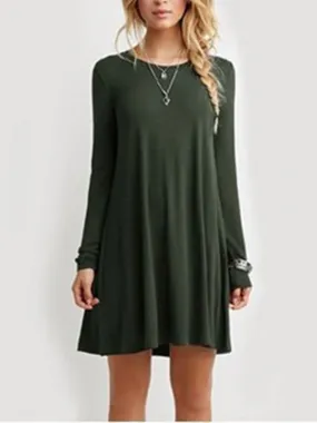 Women Casual Long Sleeve Loose Dress