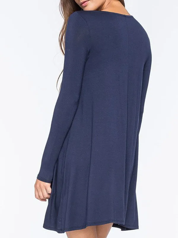 Women Casual Long Sleeve Loose Dress