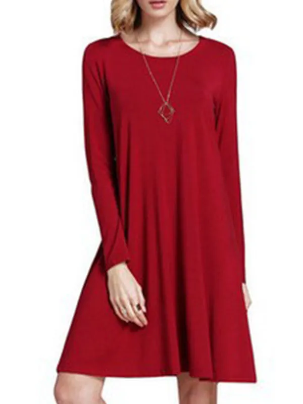 Women Casual Long Sleeve Loose Dress