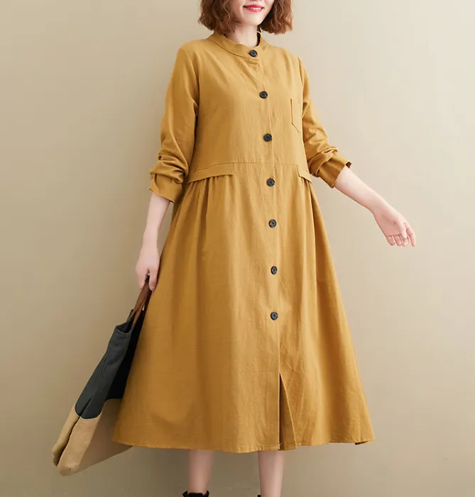 Yelow Dresses Loose Fall Dresses Casual Women Dresses ZRL97213