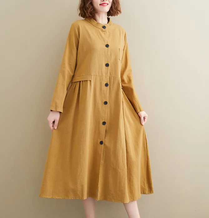 Yelow Dresses Loose Fall Dresses Casual Women Dresses ZRL97213