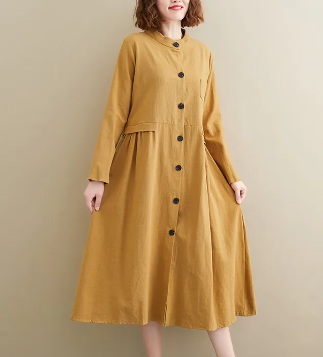 Yelow Dresses Loose Fall Dresses Casual Women Dresses ZRL97213